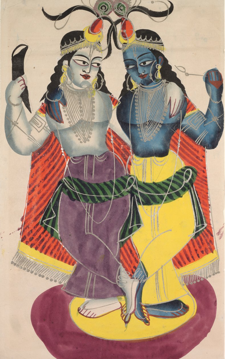 Balarama ja Krishna, 1800-luku. tekijältä Unbekannt