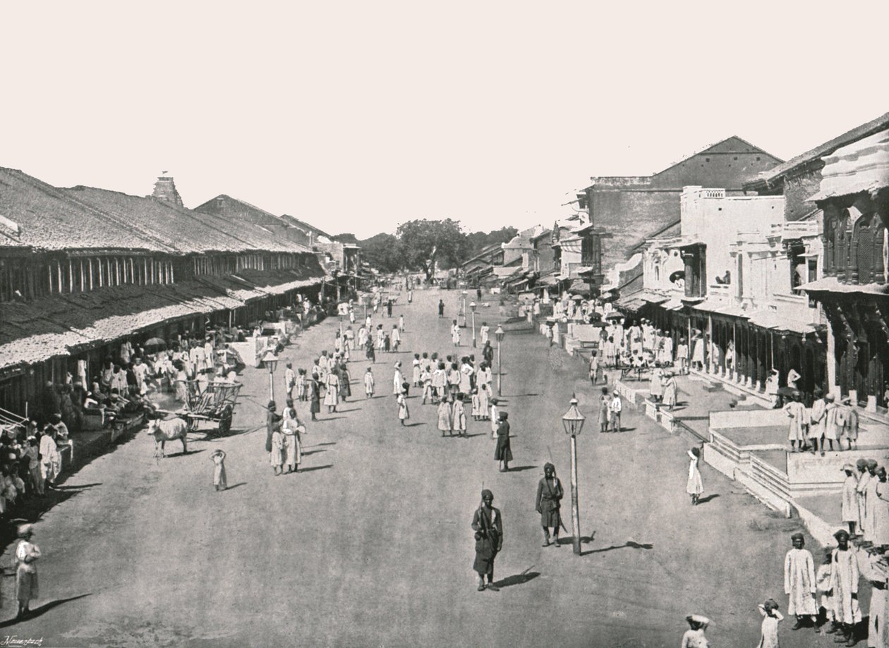 Bazaar-kohtaus, kotikaupunki, Kalkutta, Intia, 1895. tekijältä Unbekannt