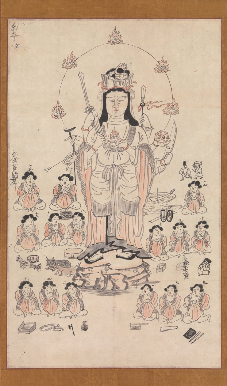 Benzaiten ja viisitoista hoitajaa, 1200-luku. tekijältä Unbekannt