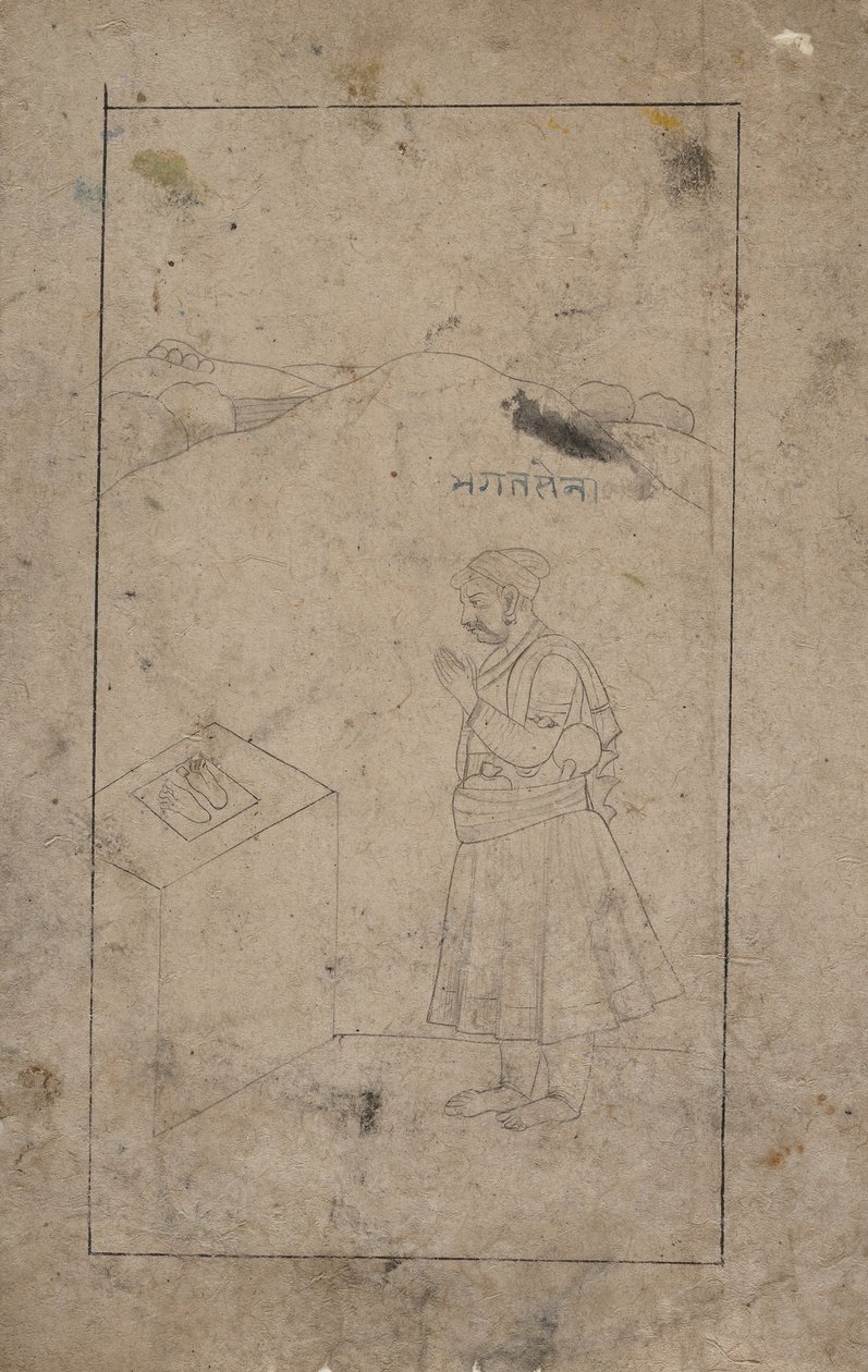 Bhagat Sen palvoo Vishnupadaa, 1700-luvun puoliväli. tekijältä Unbekannt