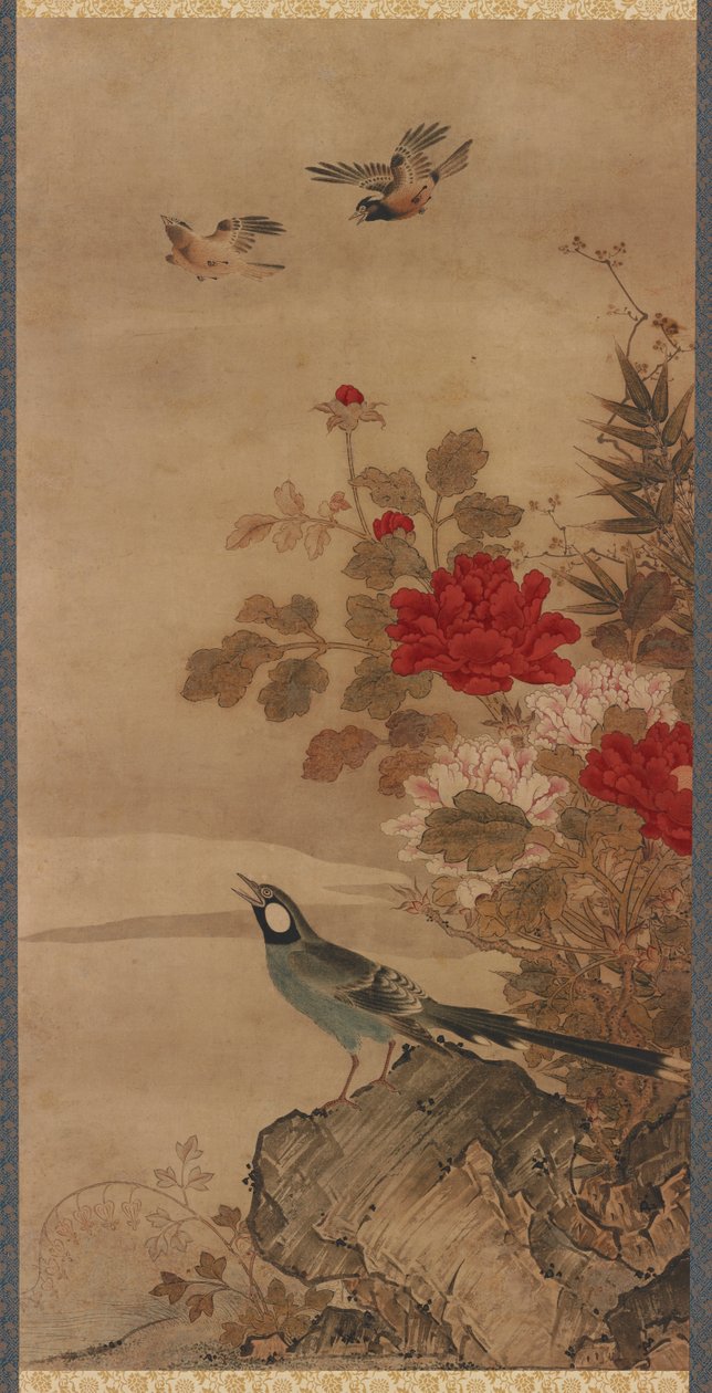 Linnut ja kukat, Edo-kausi, 1700-luku. tekijältä Unbekannt