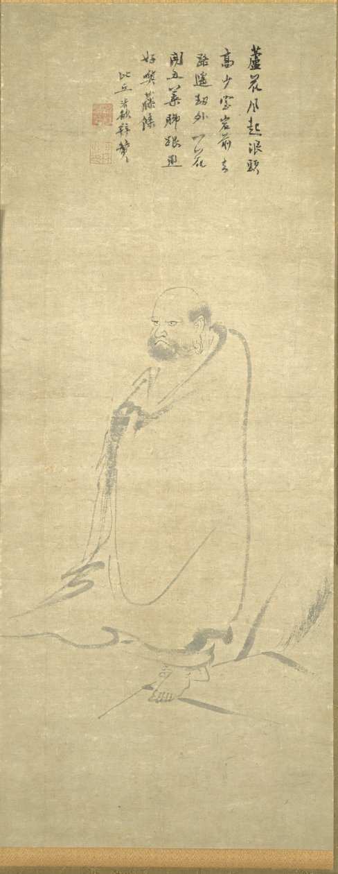 Bodhidharma ylittämässä Yangzia ruokolla, 1300-luku. tekijältä Unbekannt