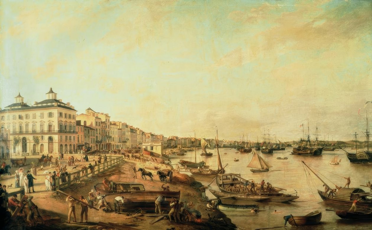 Bordeaux, satama, maalaus 1805 tekijältä Unbekannt