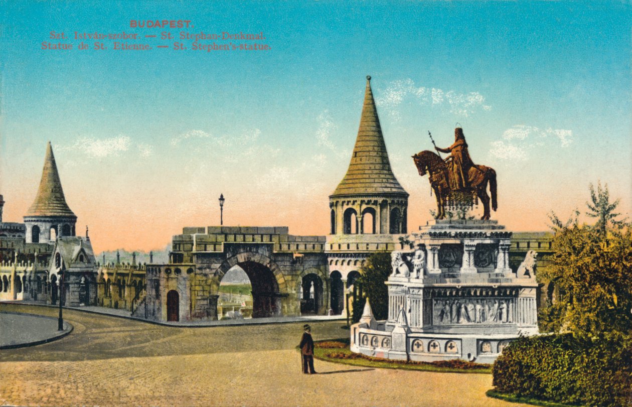 Budapest. - Pyhän Tapanin patsas, c1900. tekijältä Unbekannt