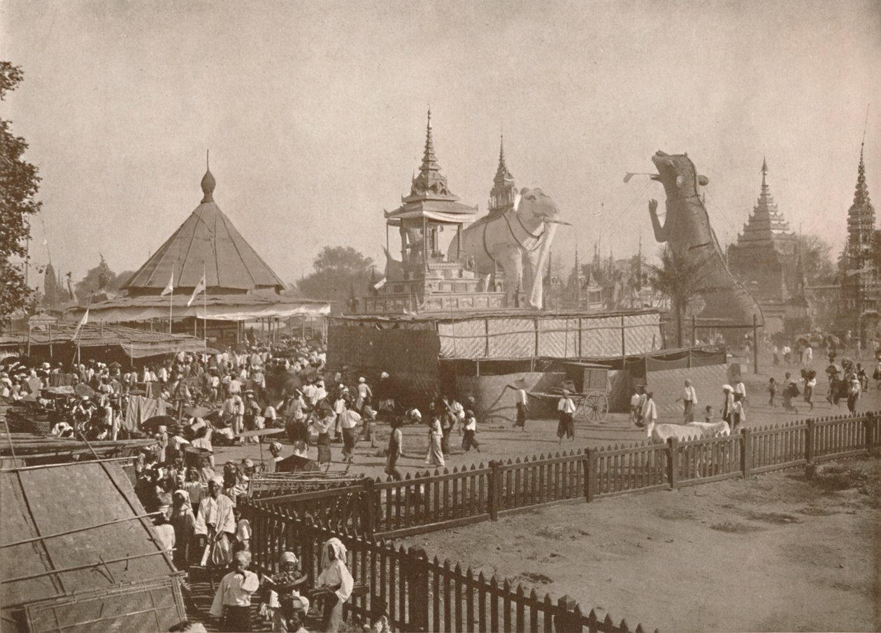 Buddhalainen polttohautauskohtaus. - Phoongyi-byan, 1900. tekijältä Unbekannt