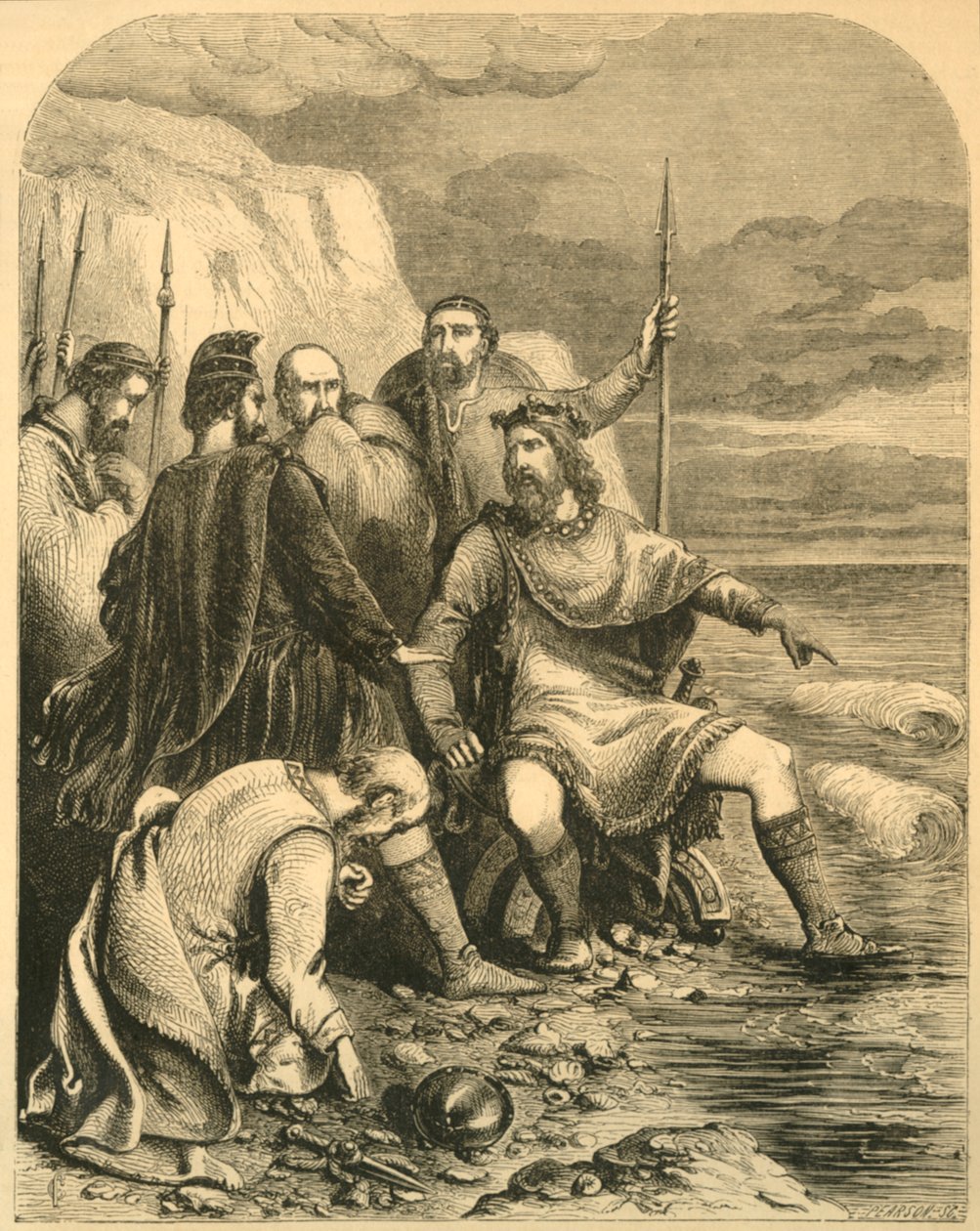 Canute Reproving the imartelu hänen hovimiesten, c1890. tekijältä Unbekannt