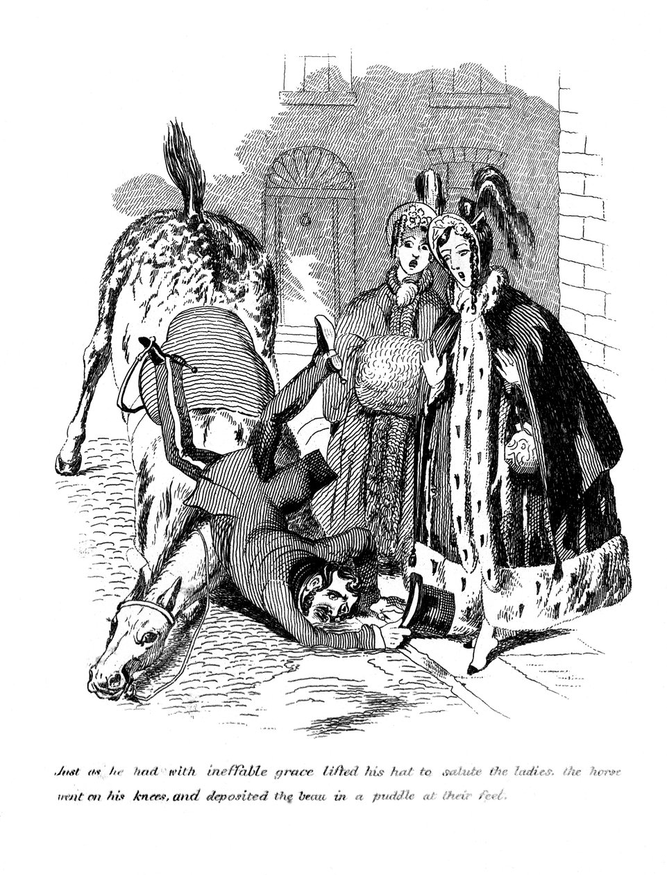 Sarjakuva ratsastusaiheesta, 1800-luku tekijältä Unbekannt