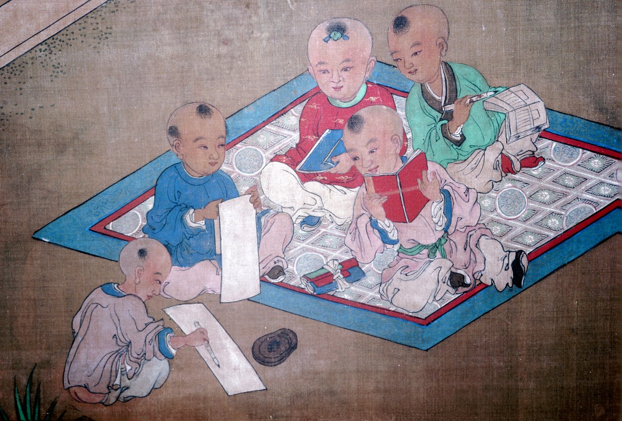 Lapset leikkimässä, japanilaista maalausta, 1700-luku tekijältä Unbekannt