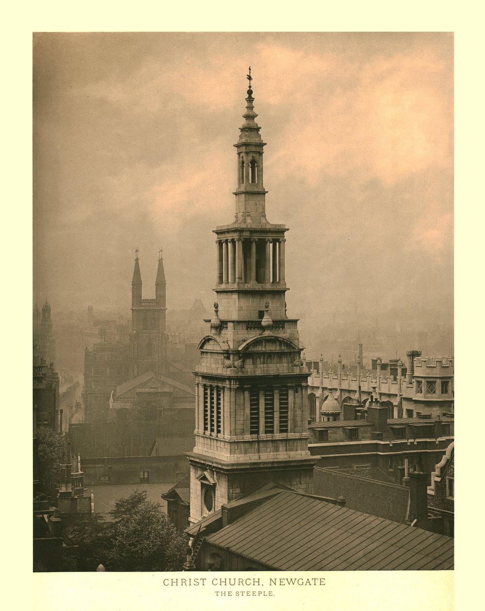 Christ Church, Newgate, The Steeple, 1800-luvun puolivälissä. tekijältä Unbekannt
