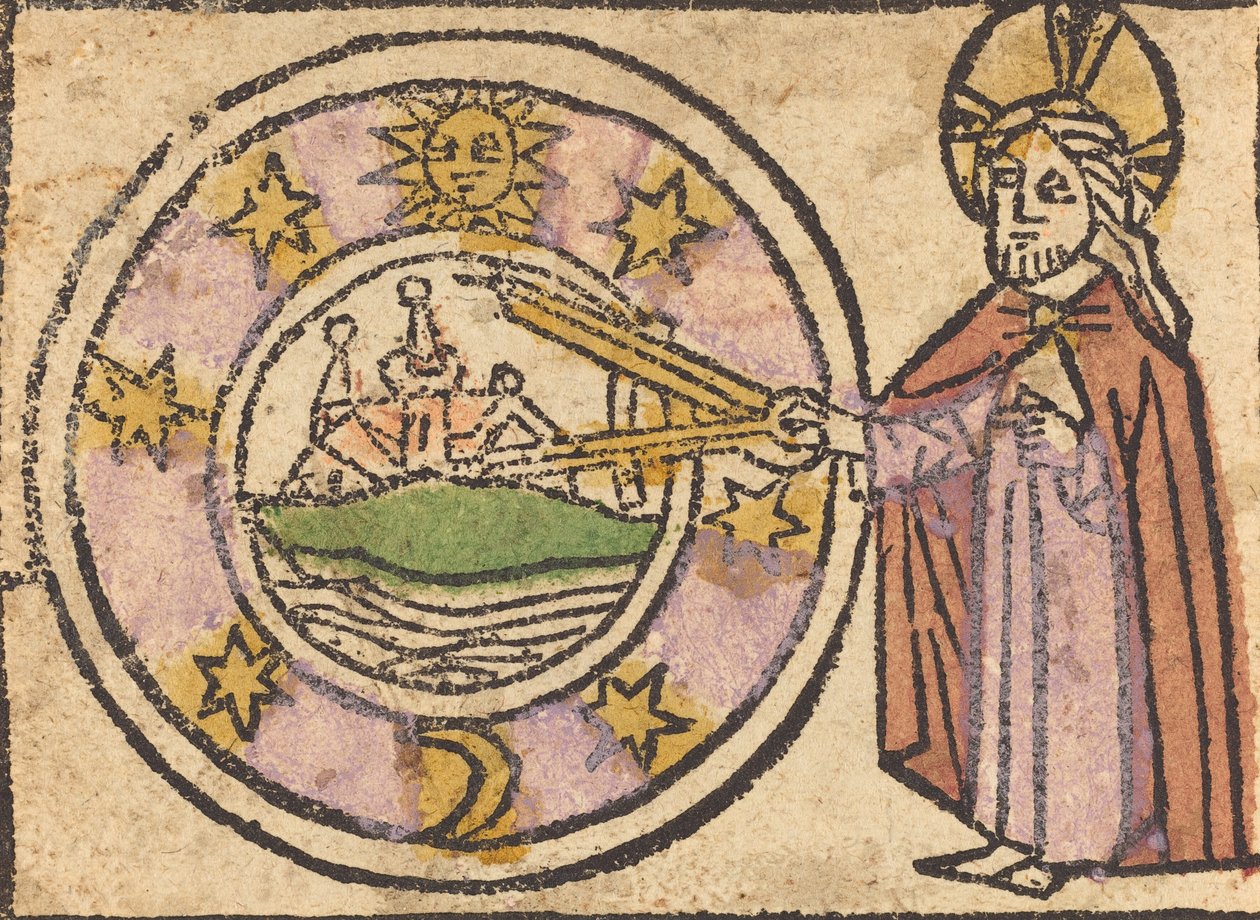 Kristus mittaa maapalloa, 14601470. tekijältä Unbekannt