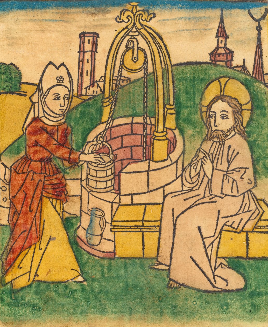 Kristus ja Samarialainen nainen, luultavasti 1485. tekijältä Unbekannt