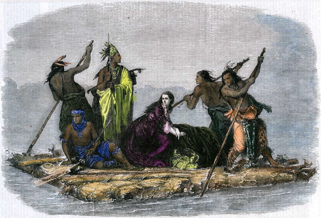 Comanches kuljettaa pois vangitun tytön, c1860 tekijältä Unbekannt