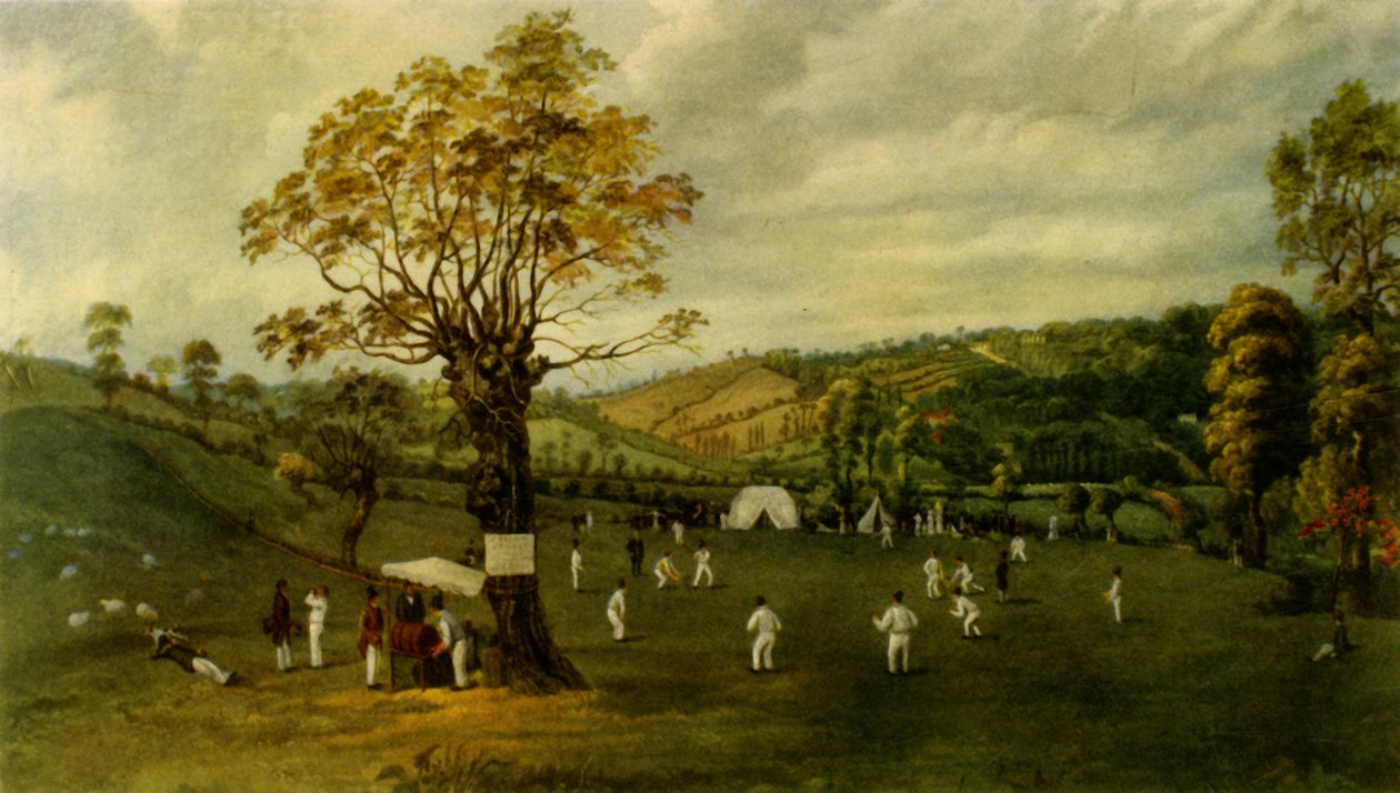 "Cricket Match Between Nottingham and Leicester, n. 1829", 1947. tekijältä Unbekannt