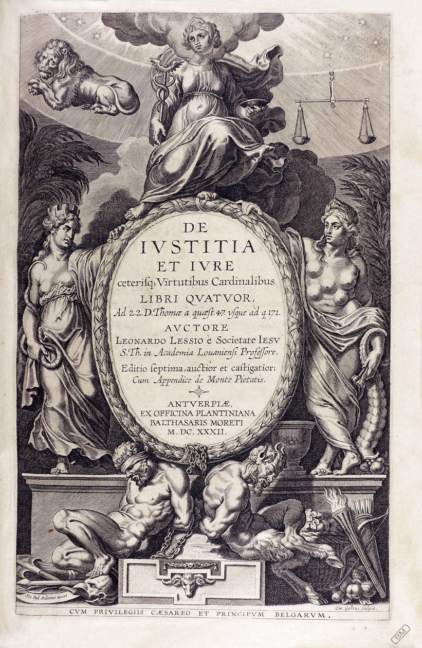 De iustitia et iure, Leonardus Lessius, 1632. tekijältä Unbekannt