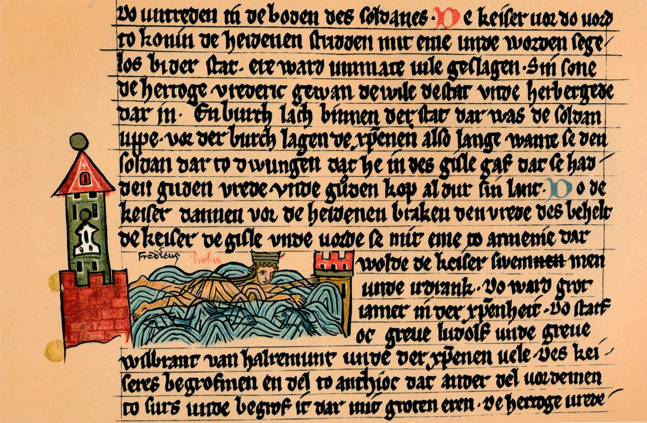 Frederick Barbarossan kuolema, n. 1154, 1907. tekijältä Unbekannt