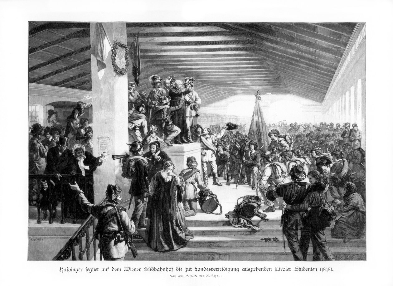 Opiskelijoiden mielenosoitukset Wienissä 1848, 1900. tekijältä Unbekannt