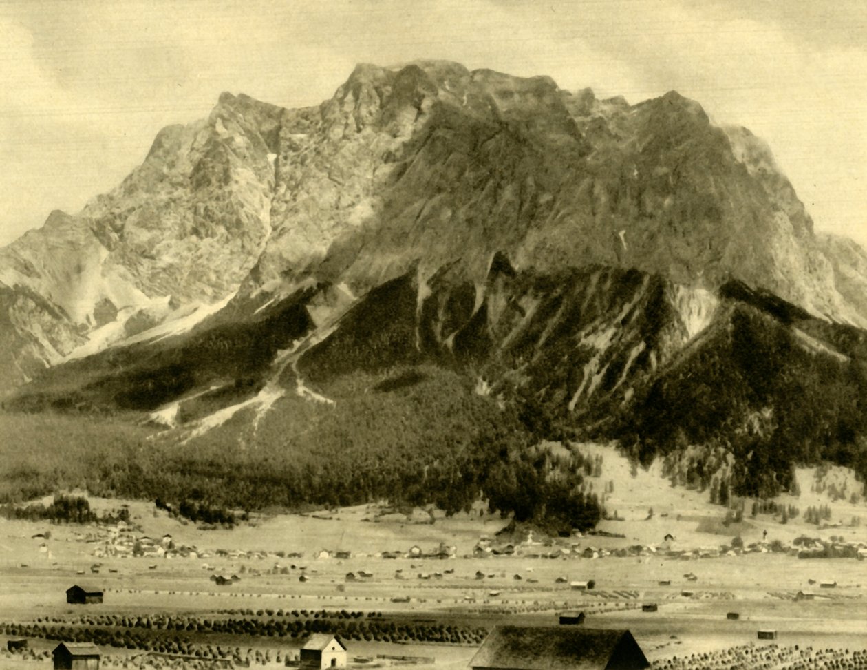 Ehrwald ja Wetterstein-vuoret, Tiroli, Itävalta, c1935. tekijältä Unbekannt