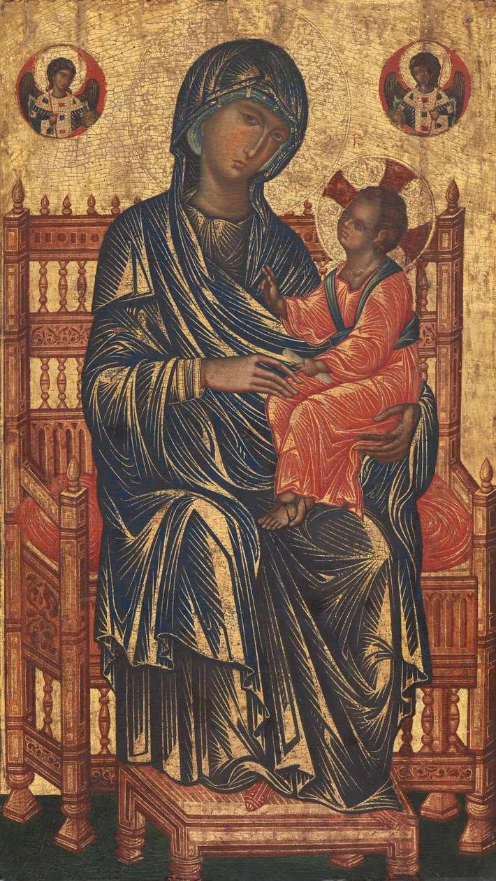 Valtaistuimella Madonna ja lapsi, n. 12501275. tekijältä Unbekannt
