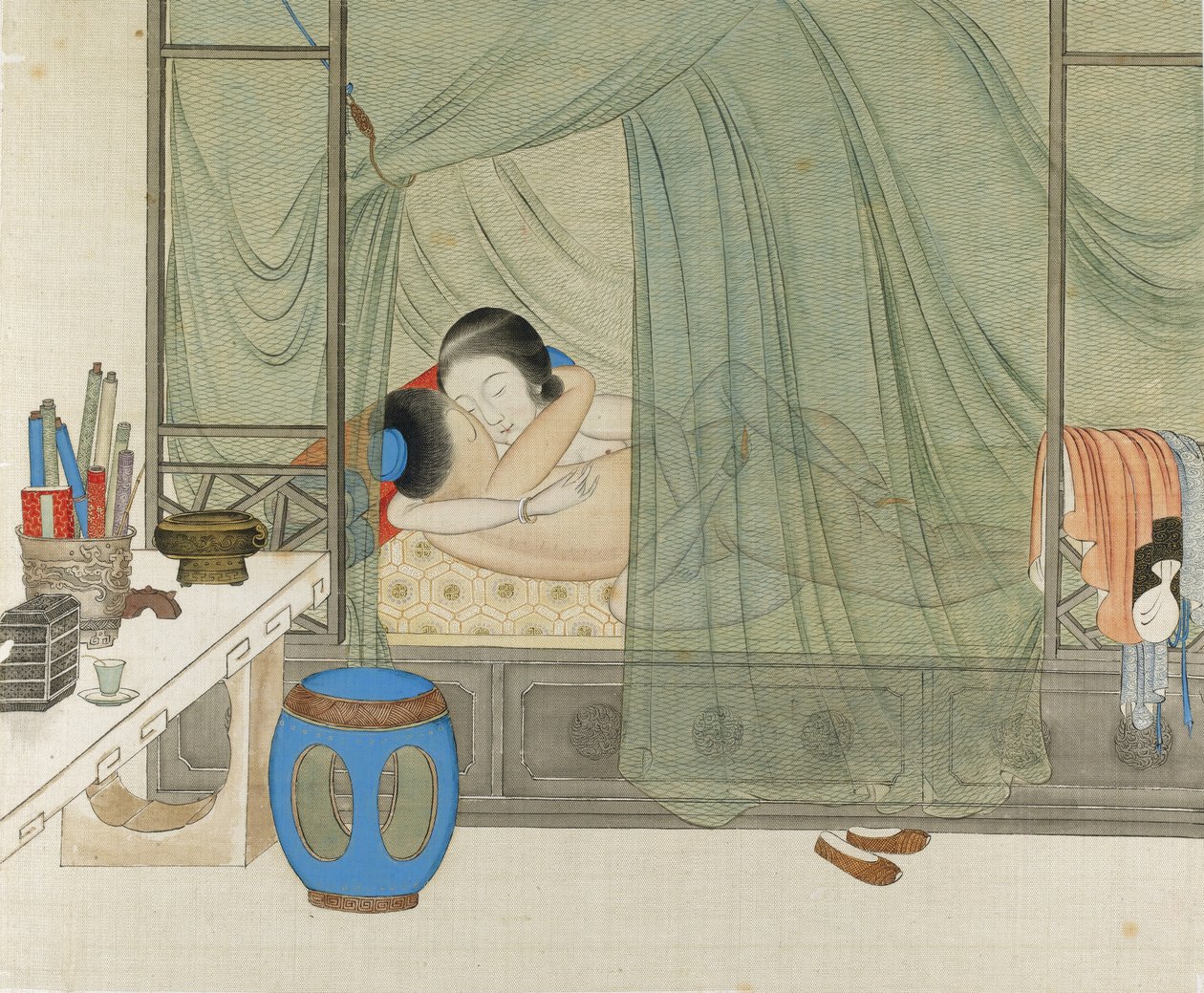 Eroottinen kohtaus, 1800-luku tekijältä Unbekannt