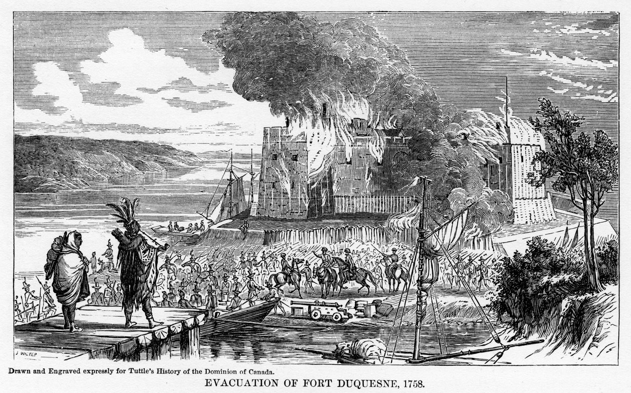 Fort Duquesnen evakuointi, 1758, 1877 tekijältä Unbekannt