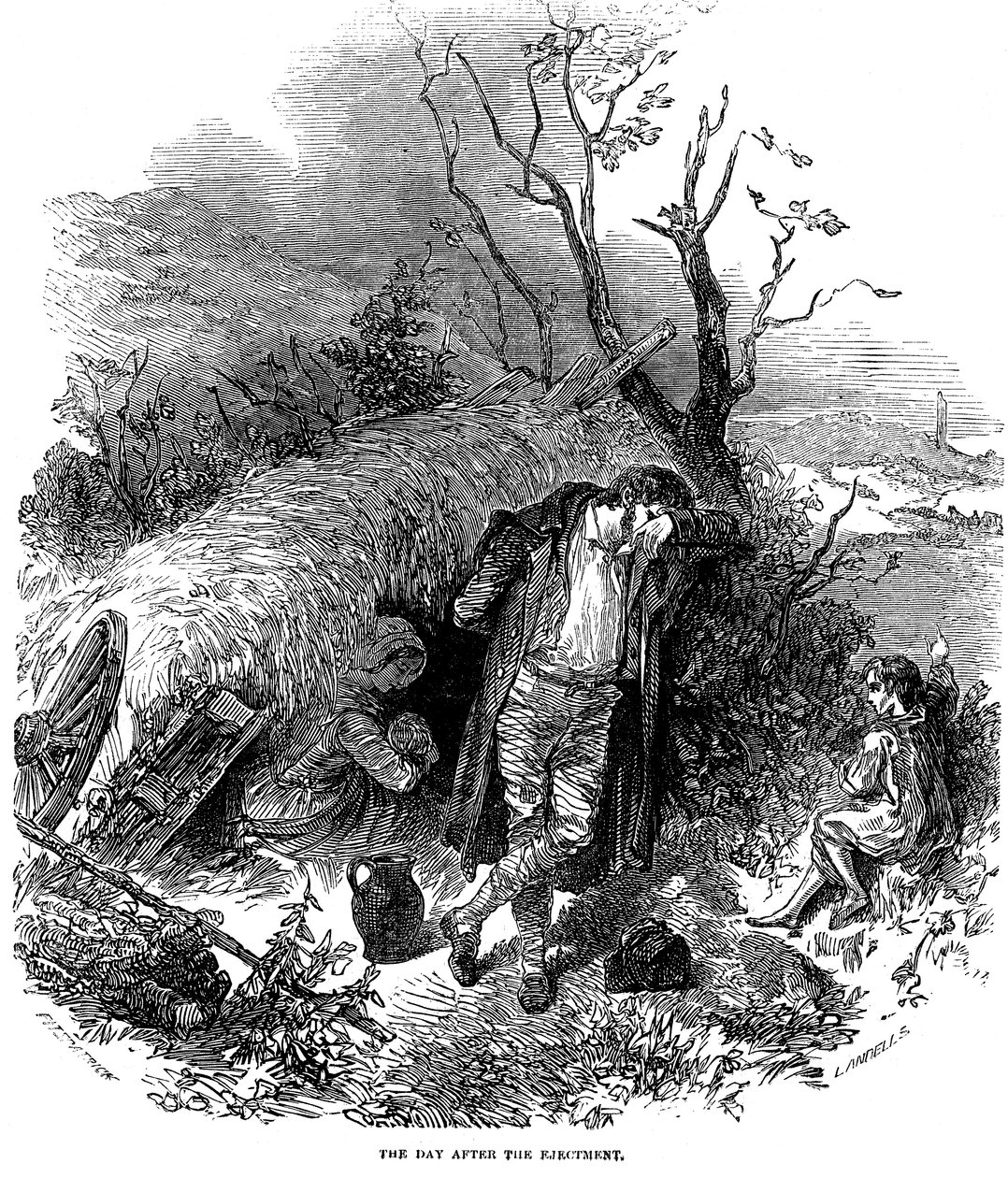 Häädetty irlantilainen talonpoikaperhe, 1848 tekijältä Unbekannt
