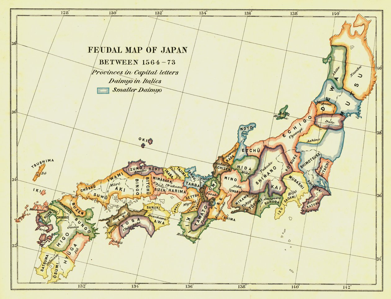 Japanin feodaalinen kartta vuosina 1564-73, 1903. tekijältä Unbekannt