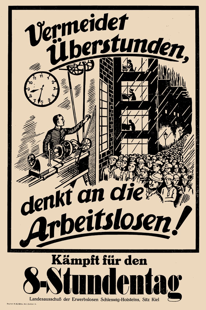 Taistele kahdeksan tunnin työpäivän puolesta, c. 1925. tekijältä Unbekannt
