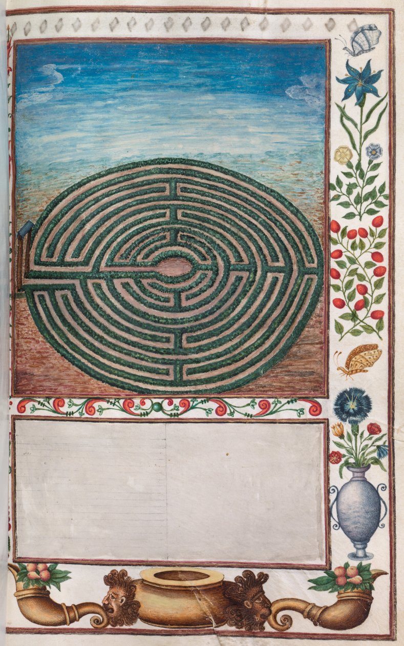 Florilegium: sivu 15 recto labyrinttipuutarha, 1608. tekijältä Unbekannt