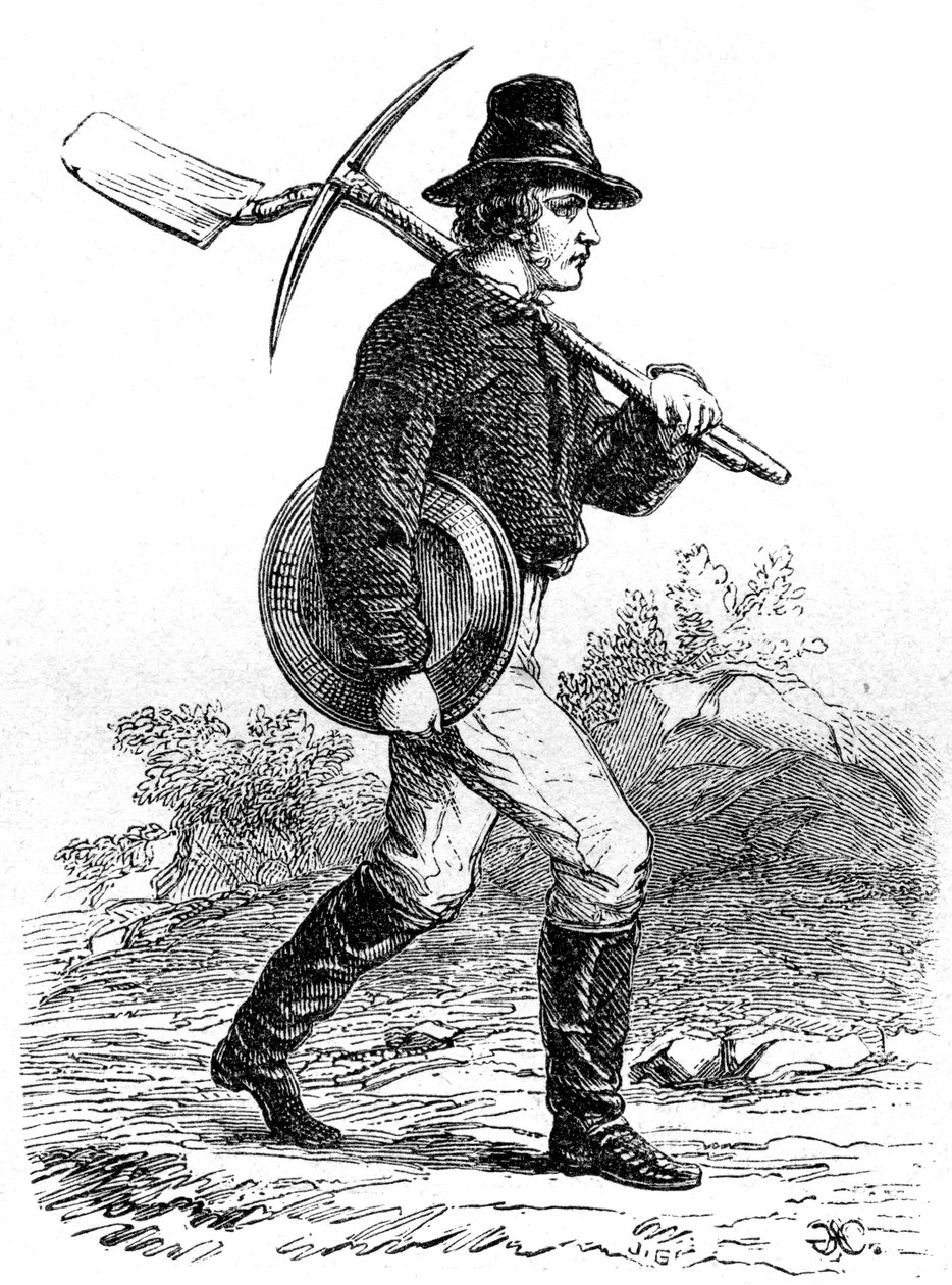 Gold Miner, Kalifornia, 1800-luku tekijältä Unbekannt