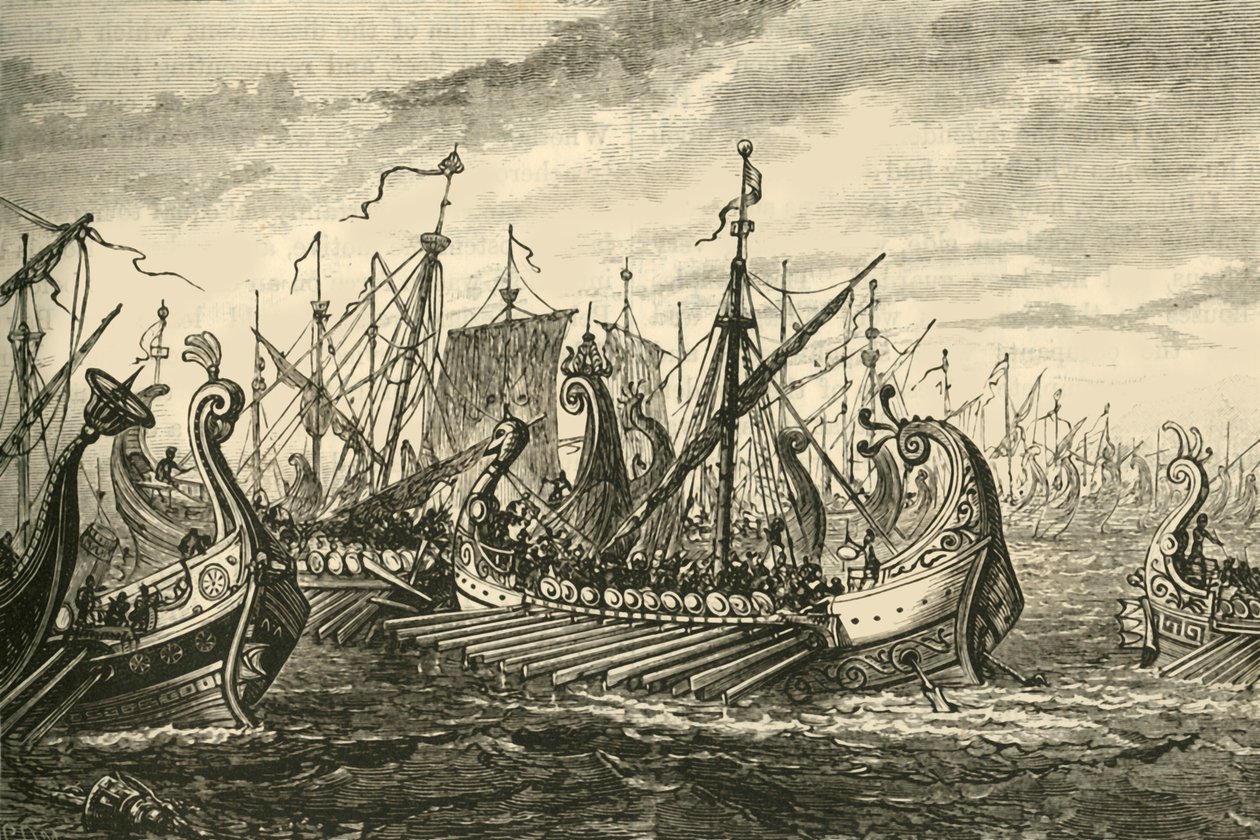 Kreikkalainen Triremes Salamin taistelussa 1890. tekijältä Unbekannt