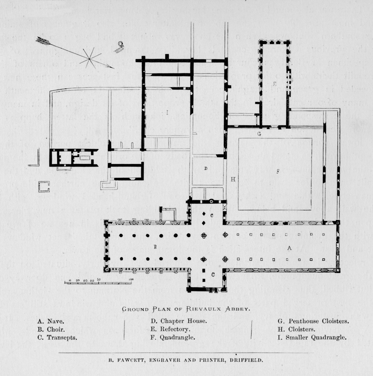 Rievaulx Abbeyn pohjasuunnitelma, 1897 tekijältä Unbekannt