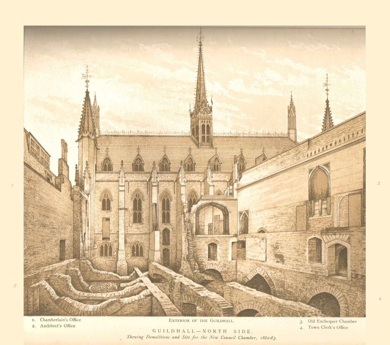 Guildhall North Side, 1882-83, 1886 tekijältä Unbekannt