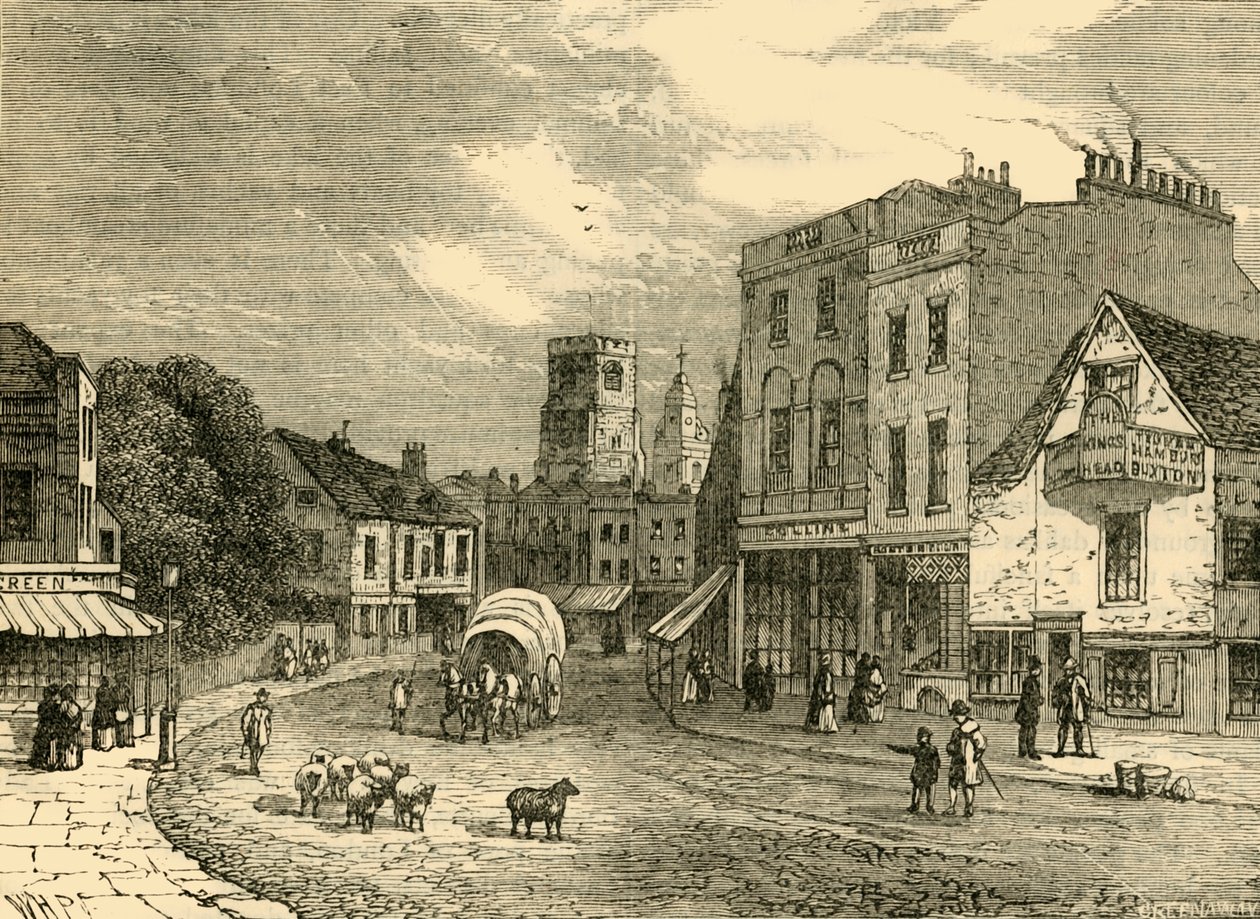 Hackney, Katse kohti kirkkoa, 1840, n. 1876. tekijältä Unbekannt