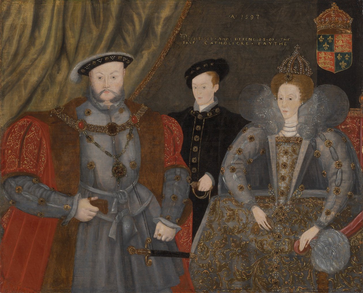 Henrik VIII, Elizabeth I ja Edward VI, 1597. tekijältä Unbekannt