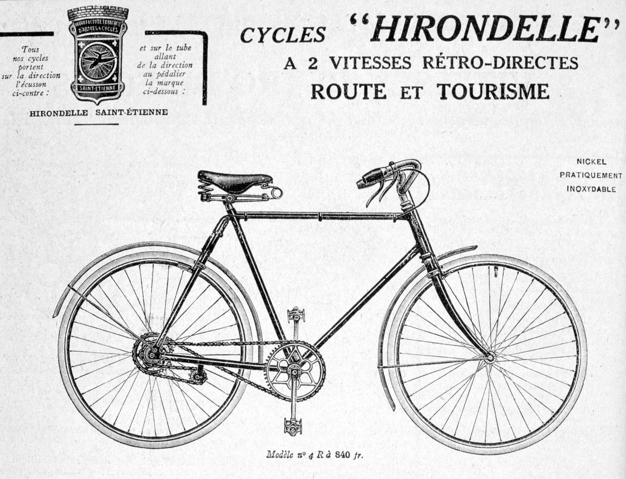 Hirondelle Saint Etienne, Pyörämatkailumainos, 1900-luku tekijältä Unbekannt
