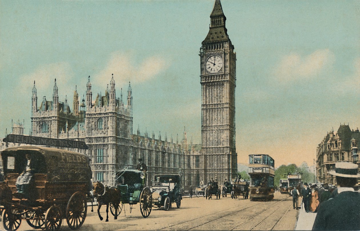 Parlamenttitalo ja Westminster Bridge, Lontoo, 1900-luku. tekijältä Unbekannt