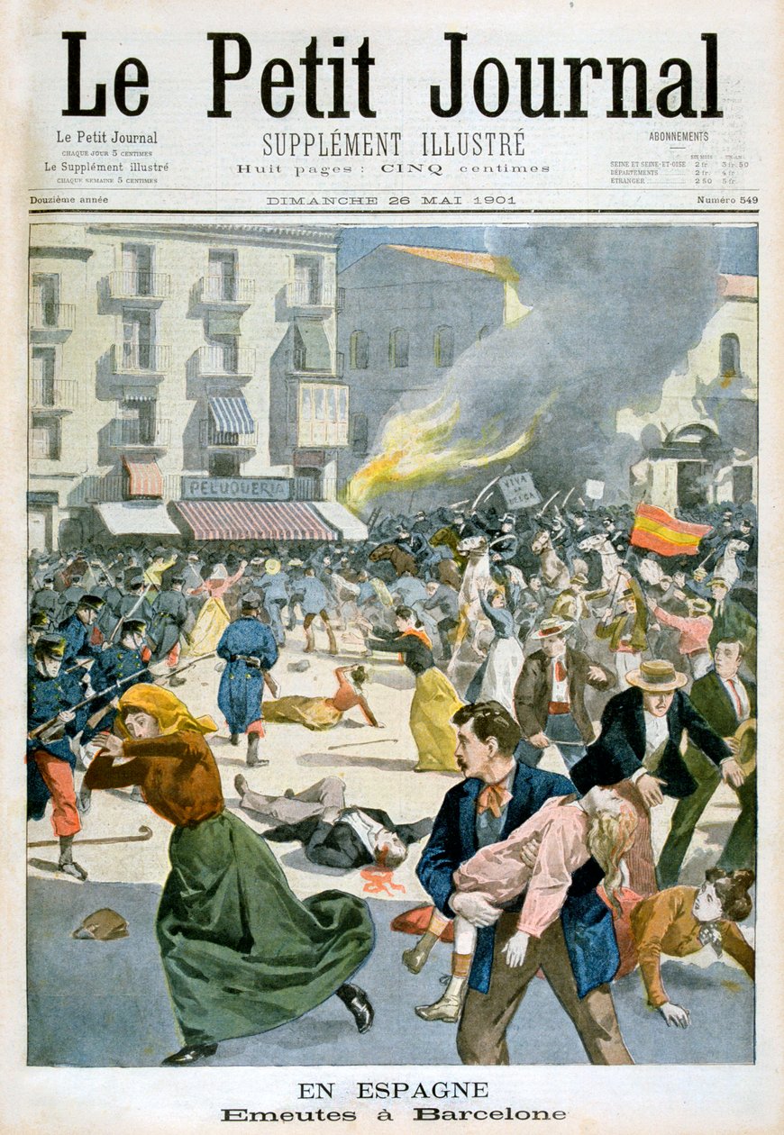 Espanjassa mellakoita puhkesi Barcelonassa vuonna 1901 tekijältä Unbekannt