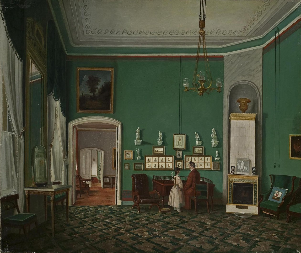 Sisustus enfiladilla, 1830-luku tekijältä Unbekannt