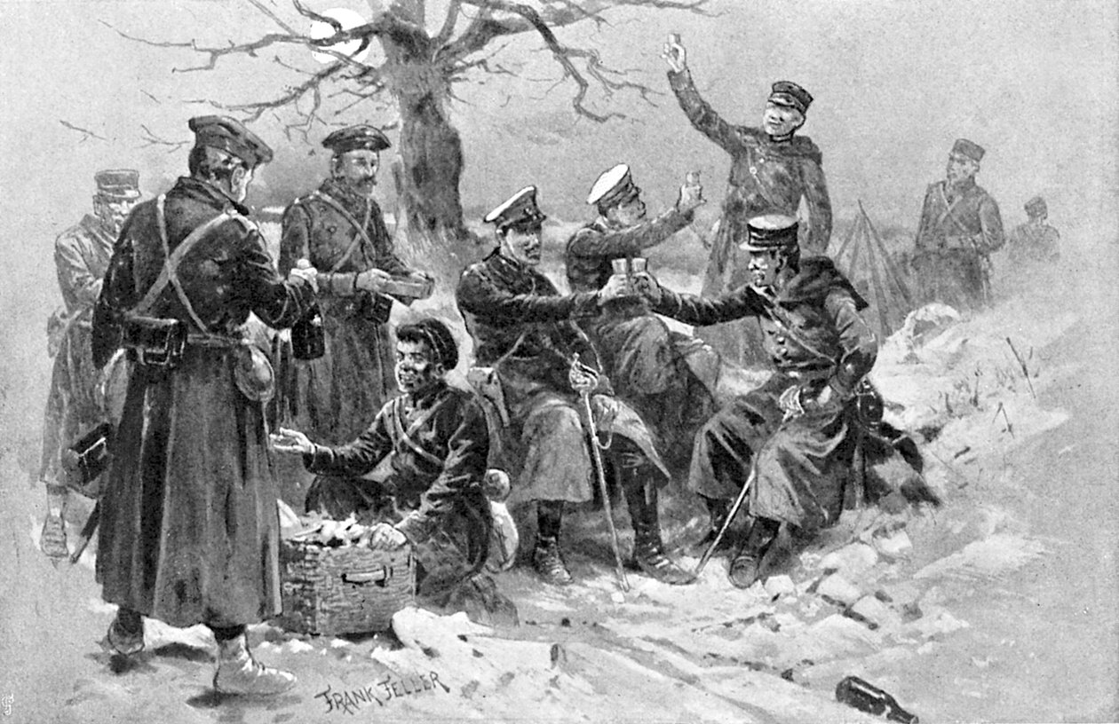 Japanilaiset ja venäläiset sotilaat veljeilevät, Venäjän ja Japanin sota, 1904-5 tekijältä Unbekannt