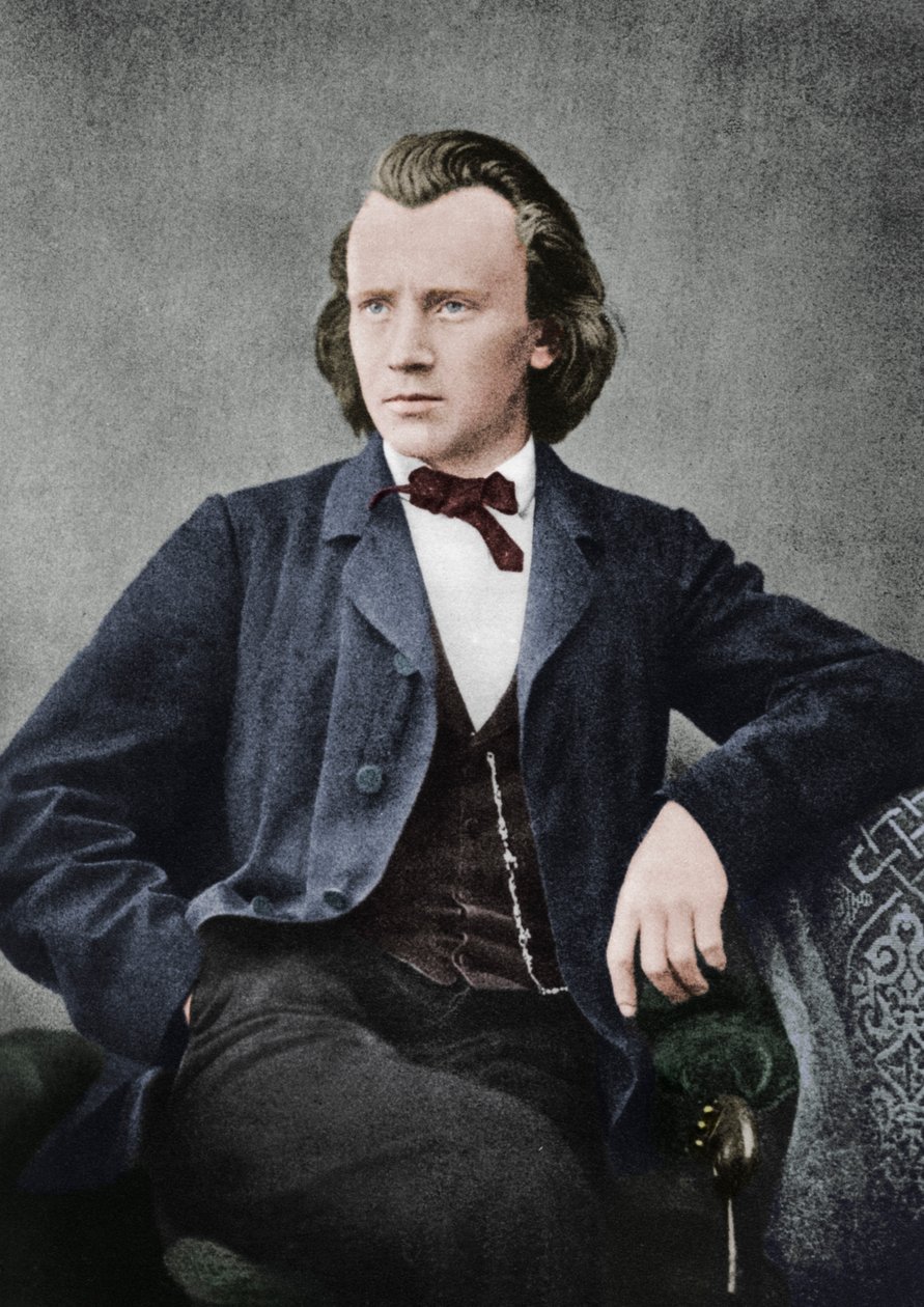 Johannes Brahms 1833-1897, saksalainen säveltäjä ja pianisti, c1866 tekijältä Unbekannt