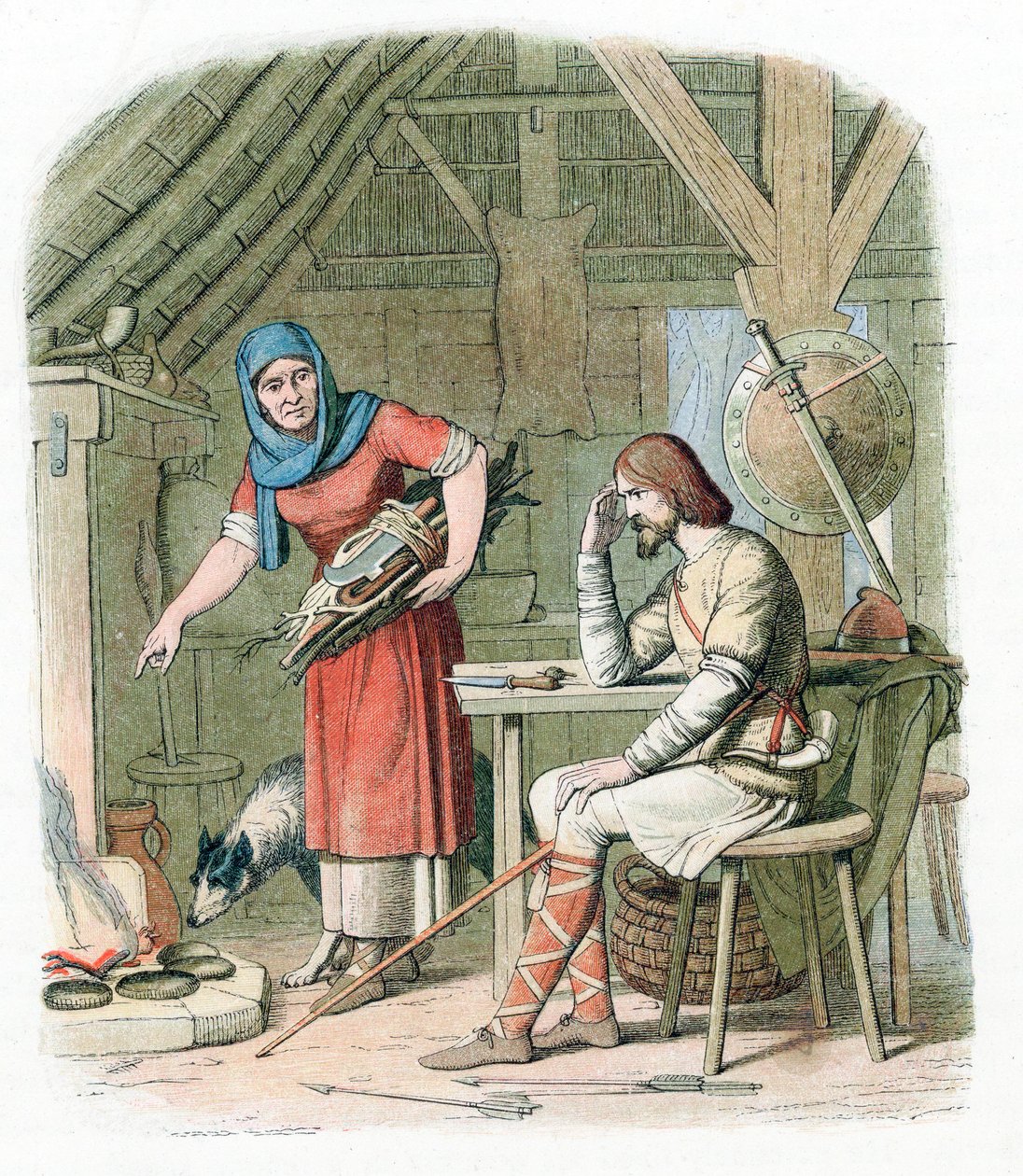 Kuningas Alfred polttaa kakkuja, 878 1864 tekijältä Unbekannt