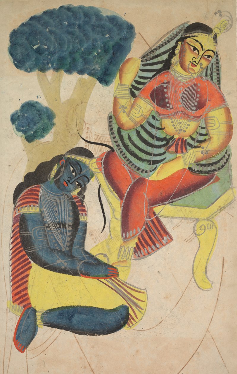 Krishna silitti Radha-jalkoja, 1800-luku. tekijältä Unbekannt