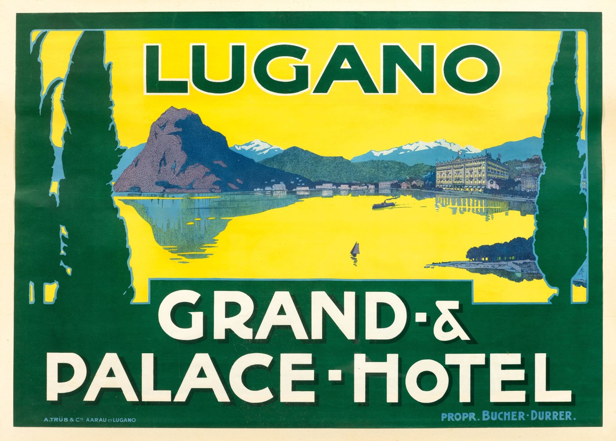 Luganojärvi. Grand and Palace Hotel, n. 1925. tekijältä Unbekannt