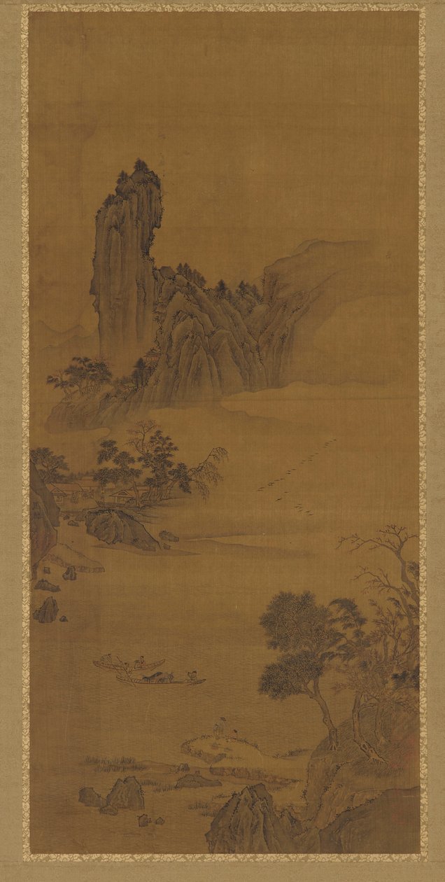 Maisema lauttaveneillä, Qing-dynastia, 1700-luku. tekijältä Unbekannt