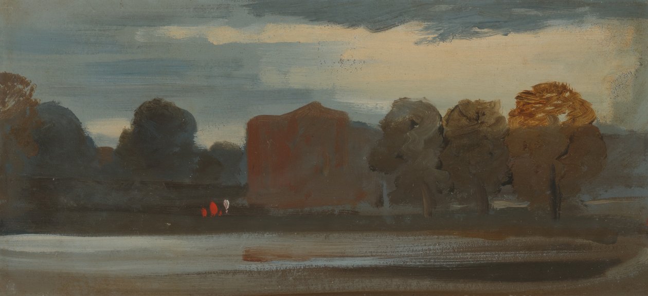 Maisema järven kanssa, 1828-1829. tekijältä Unbekannt