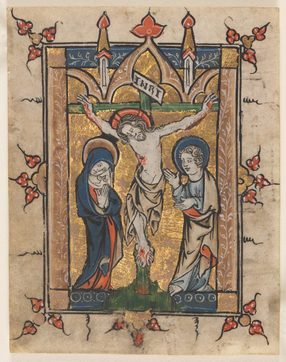 Psalterin lehti: Ristiinnaulitseminen, n. 1300-1330. tekijältä Unbekannt