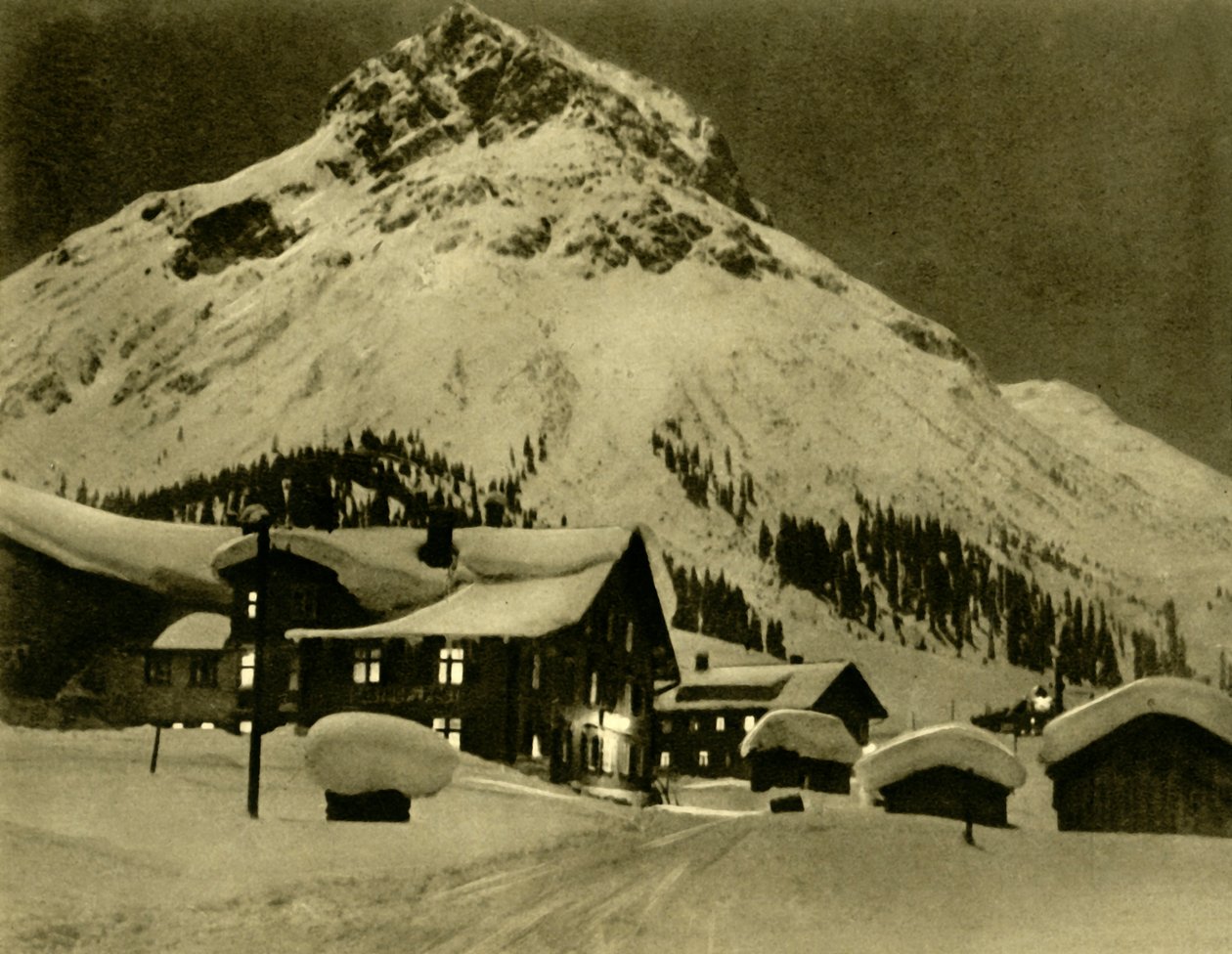 Lech am Arlberg yöllä, Itävalta, 1935. tekijältä Unbekannt