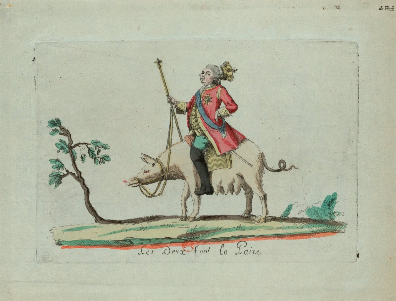 Louis ratsastaa sikalla, 1791. tekijältä Unbekannt