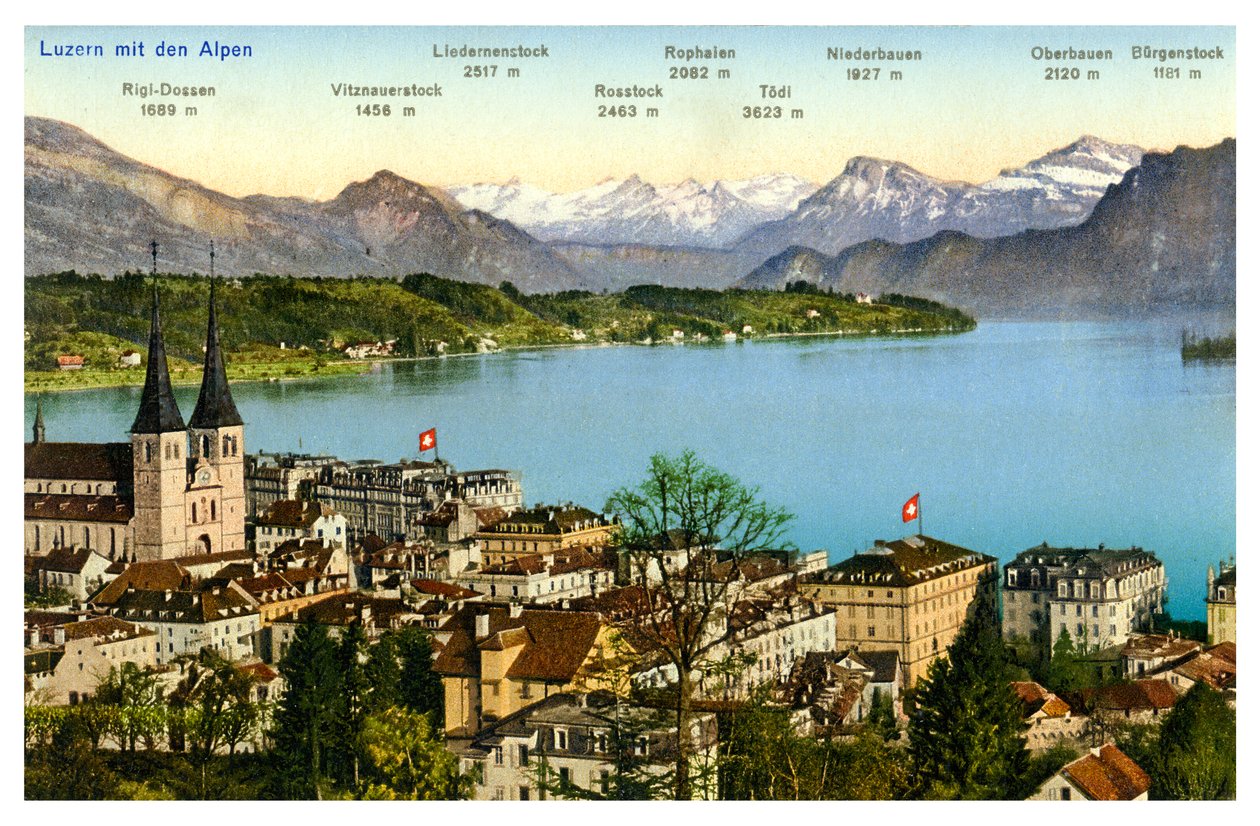 Luzern ja Alpit, Sveitsi, 1900-luku tekijältä Unbekannt