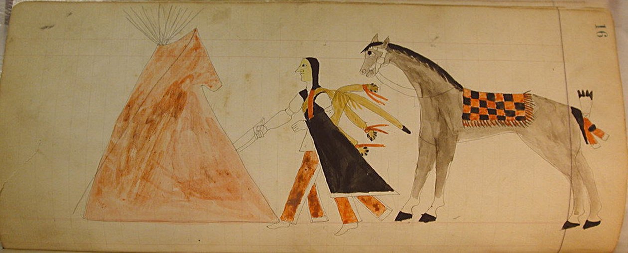 Maffet Ledger: Intiaani ja hevonen, n. 1874-81. tekijältä Unbekannt